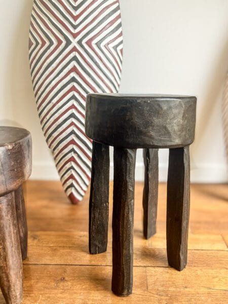 Tabouret Lobi  M1  "Mahaï – Terre Brute" en Bois massif - Tabouret africain d'appoint - Tabouret déco - support de plante - Tabouret enfant – Image 2