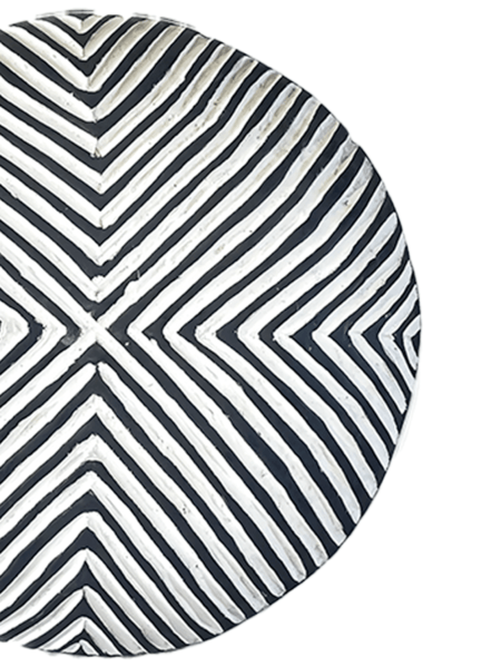 ZOOM Bouclier Zulu | Bamiléké Ovale 50 cm de diamètre Noir & Blanc