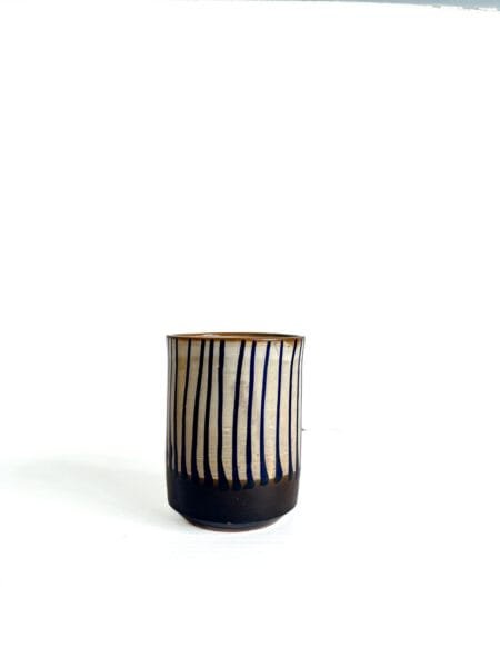Tasse (1) à Thé ou café Artisanale en Terre Cuite - Motif Rayures Indigo - Fait Main de Louxor - Egypte – Image 8