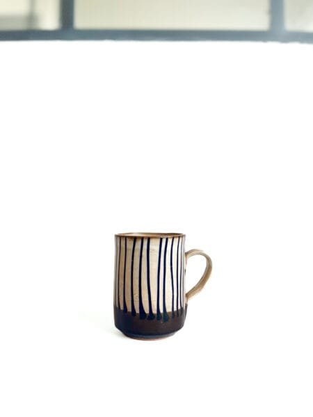 Tasse (1) à Thé ou café Artisanale en Terre Cuite - Motif Rayures Indigo - Fait Main de Louxor - Egypte – Image 7