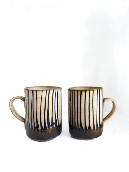 duo Tasse Thé café Terre cuite Luxor LX N1 Feuille coulure indigomaison kwo