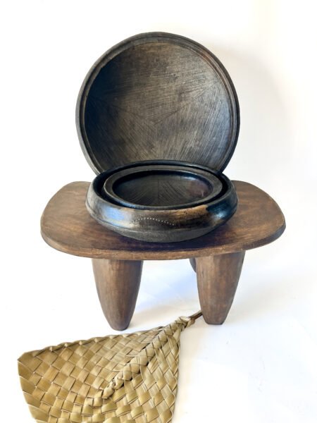 ambiance ce poterie bol terre cuite Tabouret Senoufo M marron en bois Bout de canapé Table de chevet - en bois Côte d'Ivoire maison kwo