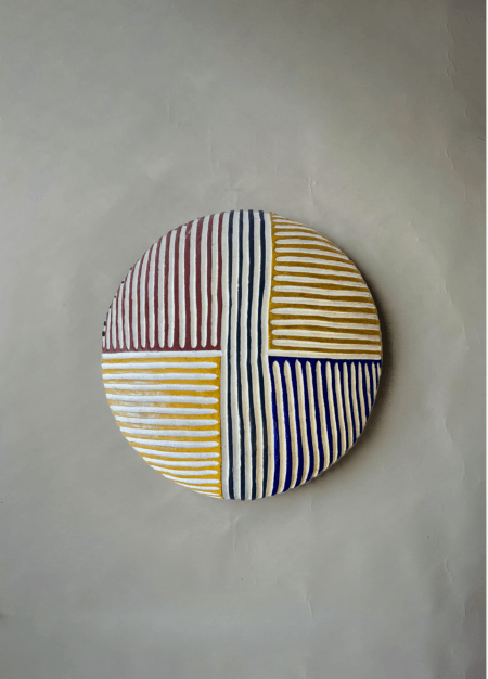 Bouclier ovale Zulu | Bamiléké L en bois 23 pouces- Rainbow - Décoration murale tribal