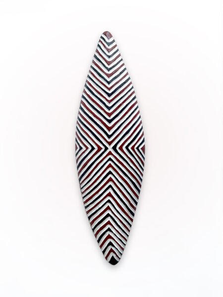 Motif Bouclier Zulu en bois Long 1 mètre de diamètre Rouge & noir maison kwo