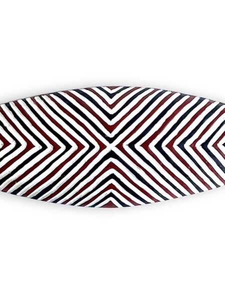 Motif Bouclier Zulu en bois Long 1 mètre de diamètre Rouge & noir maison kwo