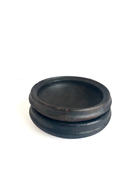 lot de 2 ambiance Plat Abron "Kânâh" en terre cuite fumée | Ø 23cm diamètre | Artisanat Abron, Côte d'Ivoire | Bol brut | Bol africain plat à fruit