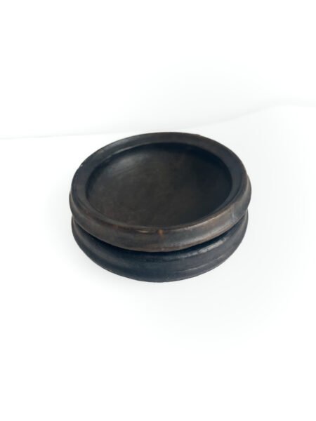 lot de 2 ambiance Plat Abron "Kânâh" en terre cuite fumée | Ø 23cm diamètre | Artisanat Abron, Côte d'Ivoire | Bol brut | Bol africain plat à fruit