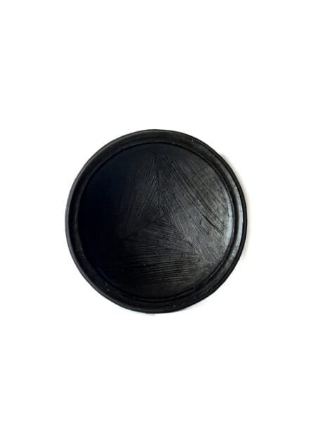 Ensemble 3 plats Abron “Kânâh” empilable | Ø 25-32-40 cm en terre cuite fumée intérieur striés – Image 5